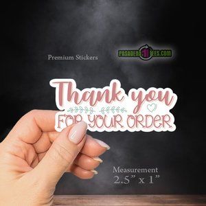 "Thank You for Your Order" Business Beige Floral Stickers 2.5" x 1.5" Qty 28